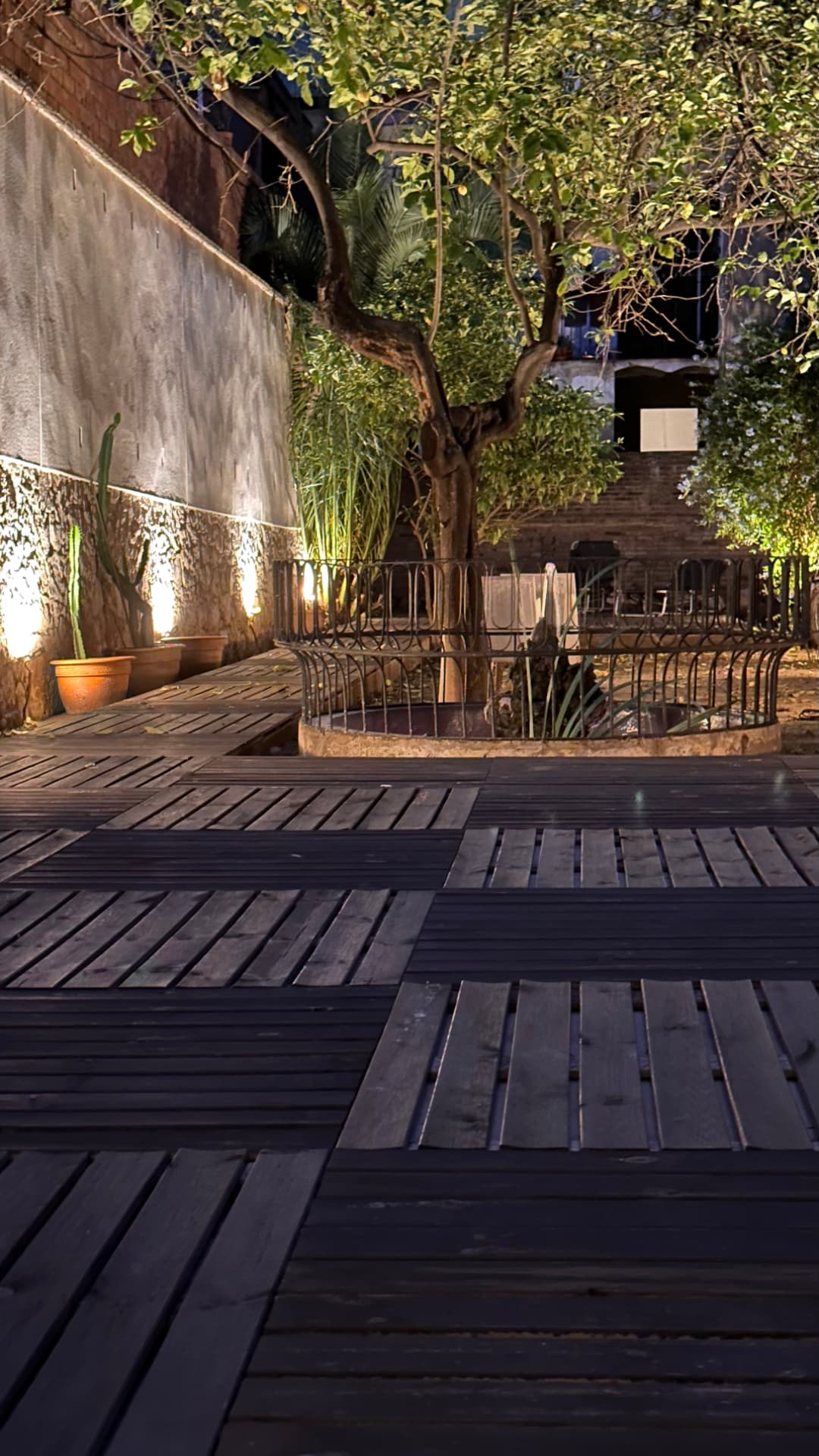 AuL garden terrace at night